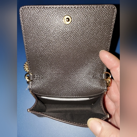 NWT COACH Mini Wallet Crossbody on a Chain, GOLD/GOLD Colorway RARE to find - Picture 4 of 10